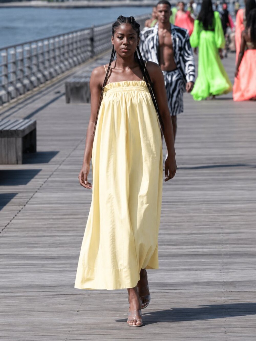 TORY BURCH Ruffle Top Midi Dress In Custard Swirl